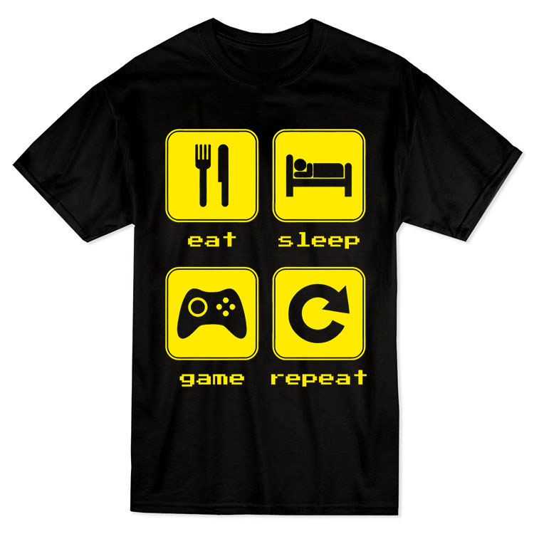 خرید تیشرت ونگارد - طرح Eat Sleep Game Repeat - سیاه - سایز XL